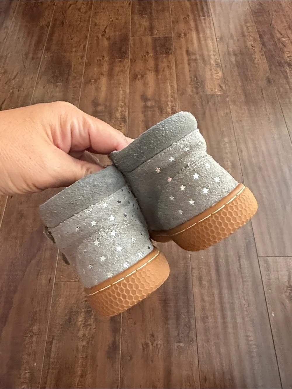 Livie & Luca Grey Suede Kids High-Top Boots with Star Details